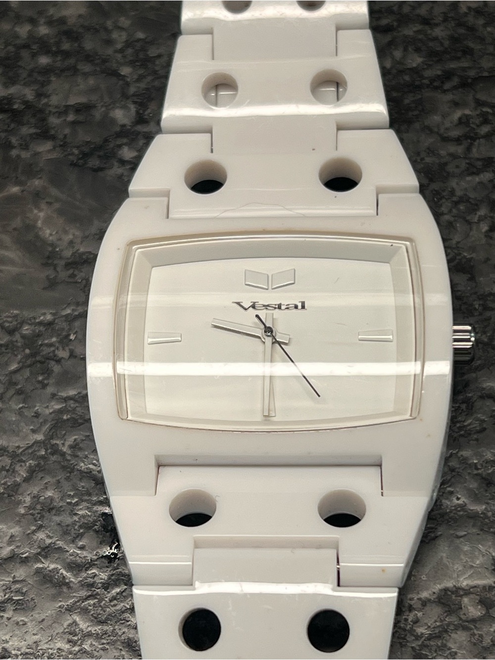 Vestal White Link Watch with Silver Accents